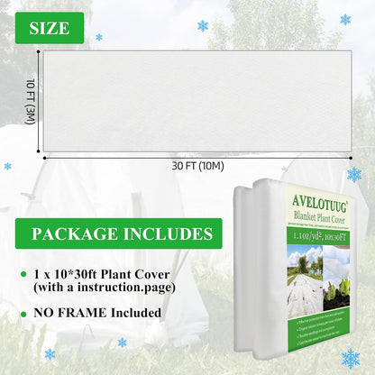 Plant Covers Freeze Protection, 10ft×30ft Frost Blankets for Outdoor Plants, 1.1oz/yd² Garden Fabric Plant Floating Row Cover, Winter Frost Cloth Plant Freeze Protection for Cold Weather