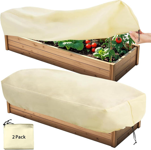 2-Pack Winter Plant Covers Freeze Protection, 59"x17.7"x15.7"Rectangular Garden Covers for Raised Beds & Outdoor Plants, Reusable Frost Cloths for Tree,Shrubs Cold Weather Protection
