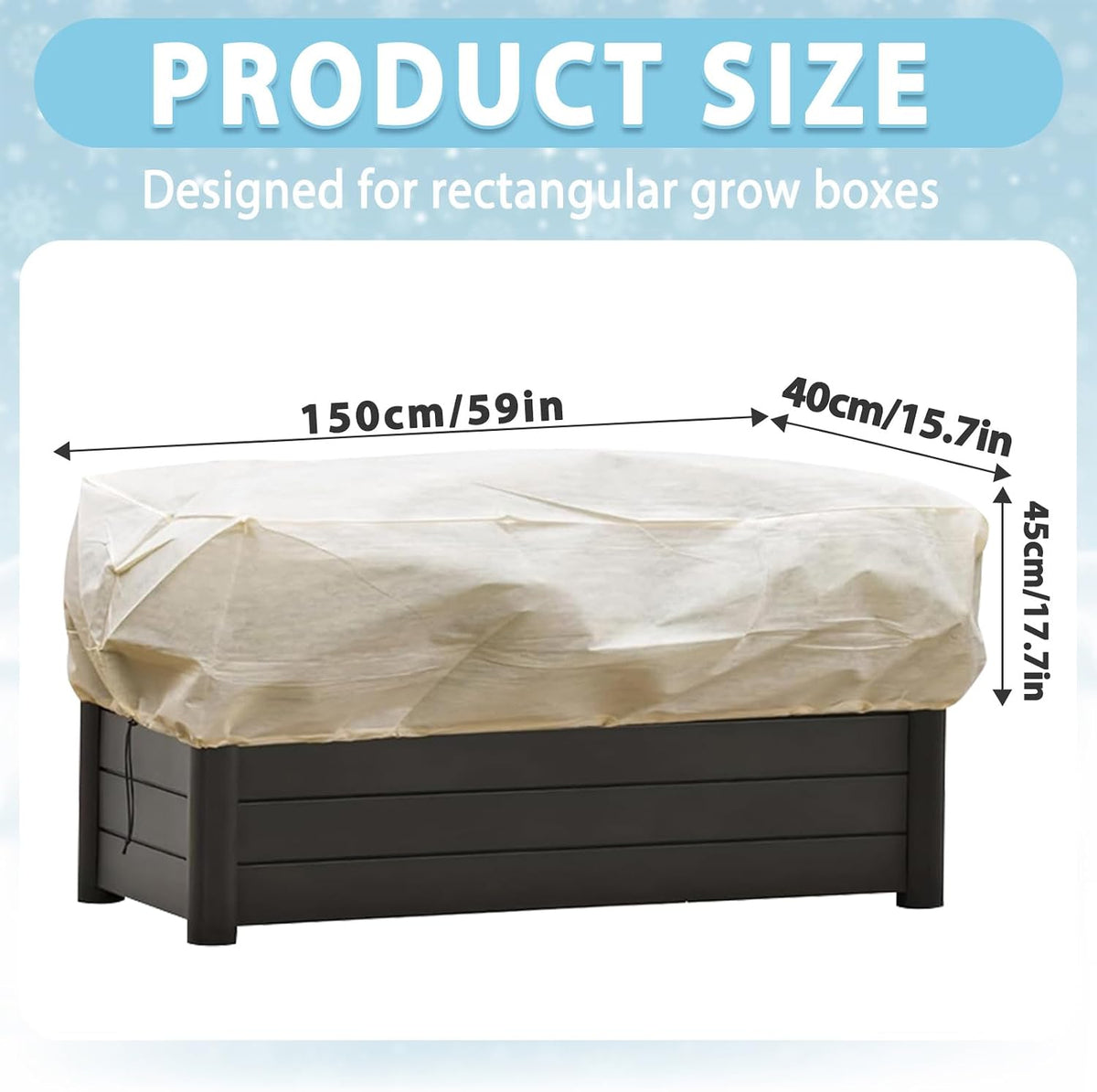 2-Pack Winter Plant Covers Freeze Protection, 59"x17.7"x15.7"Rectangular Garden Covers for Raised Beds & Outdoor Plants, Reusable Frost Cloths for Tree,Shrubs Cold Weather Protection