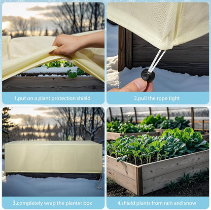 2-Pack Winter Plant Covers Freeze Protection, 59"x17.7"x15.7"Rectangular Garden Covers for Raised Beds & Outdoor Plants, Reusable Frost Cloths for Tree,Shrubs Cold Weather Protection