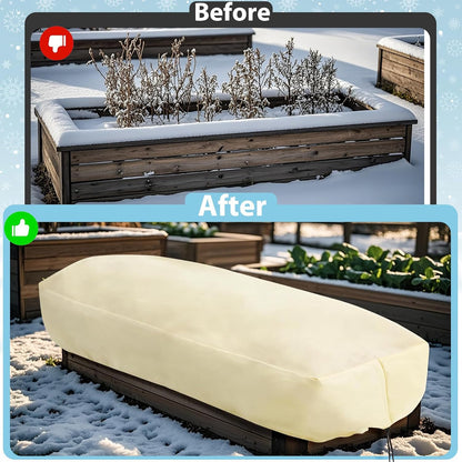 2-Pack Winter Plant Covers Freeze Protection, 59"x17.7"x15.7"Rectangular Garden Covers for Raised Beds & Outdoor Plants, Reusable Frost Cloths for Tree,Shrubs Cold Weather Protection