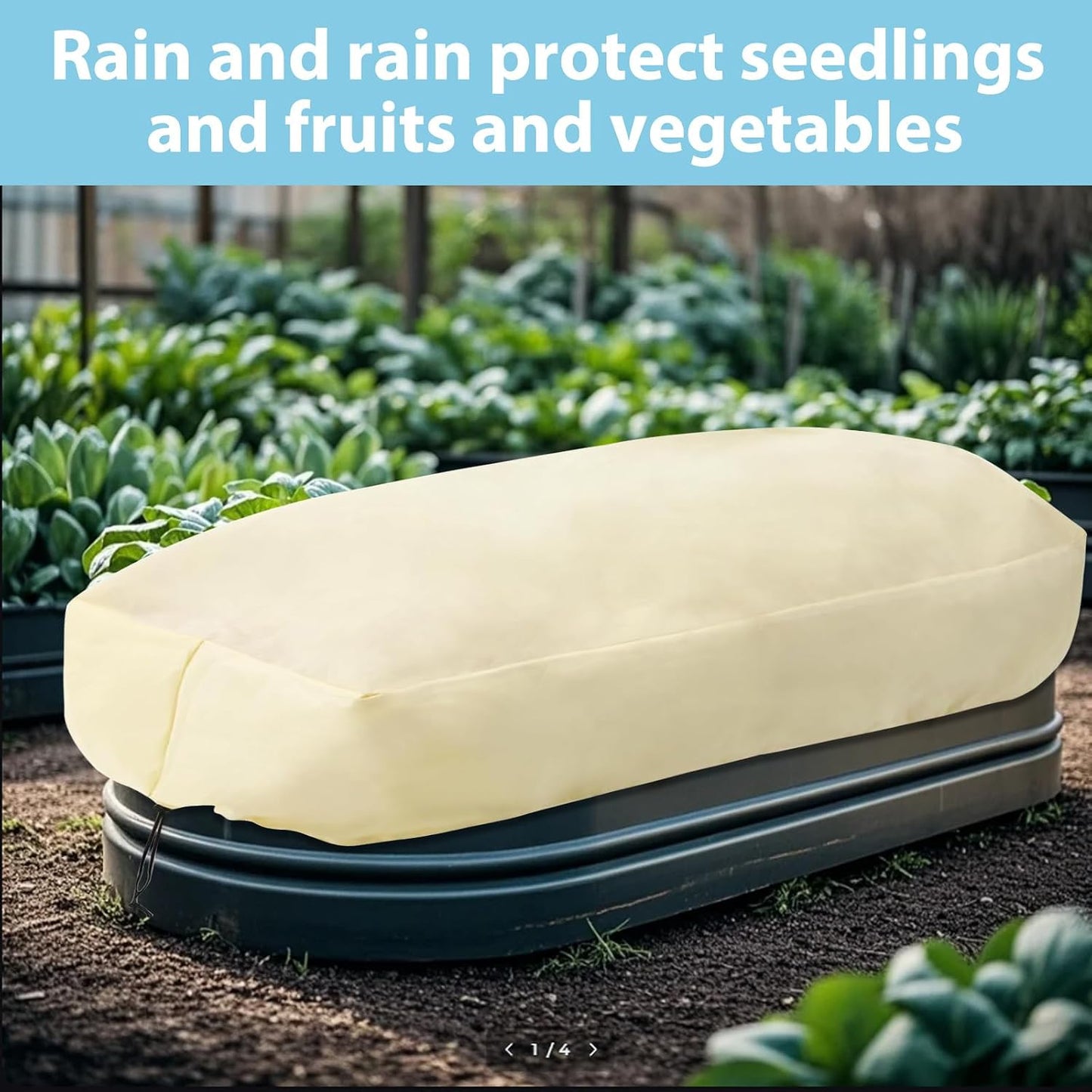2-Pack Winter Plant Covers Freeze Protection, 59"x17.7"x15.7"Rectangular Garden Covers for Raised Beds & Outdoor Plants, Reusable Frost Cloths for Tree,Shrubs Cold Weather Protection
