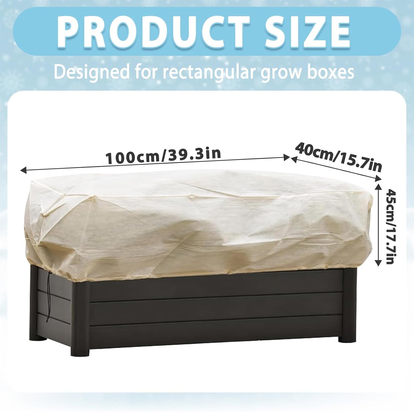 2-Pack Winter Plant Covers Freeze Protection, 59"x17.7"x15.7"Rectangular Garden Covers for Raised Beds & Outdoor Plants, Reusable Frost Cloths for Tree,Shrubs Cold Weather Protection
