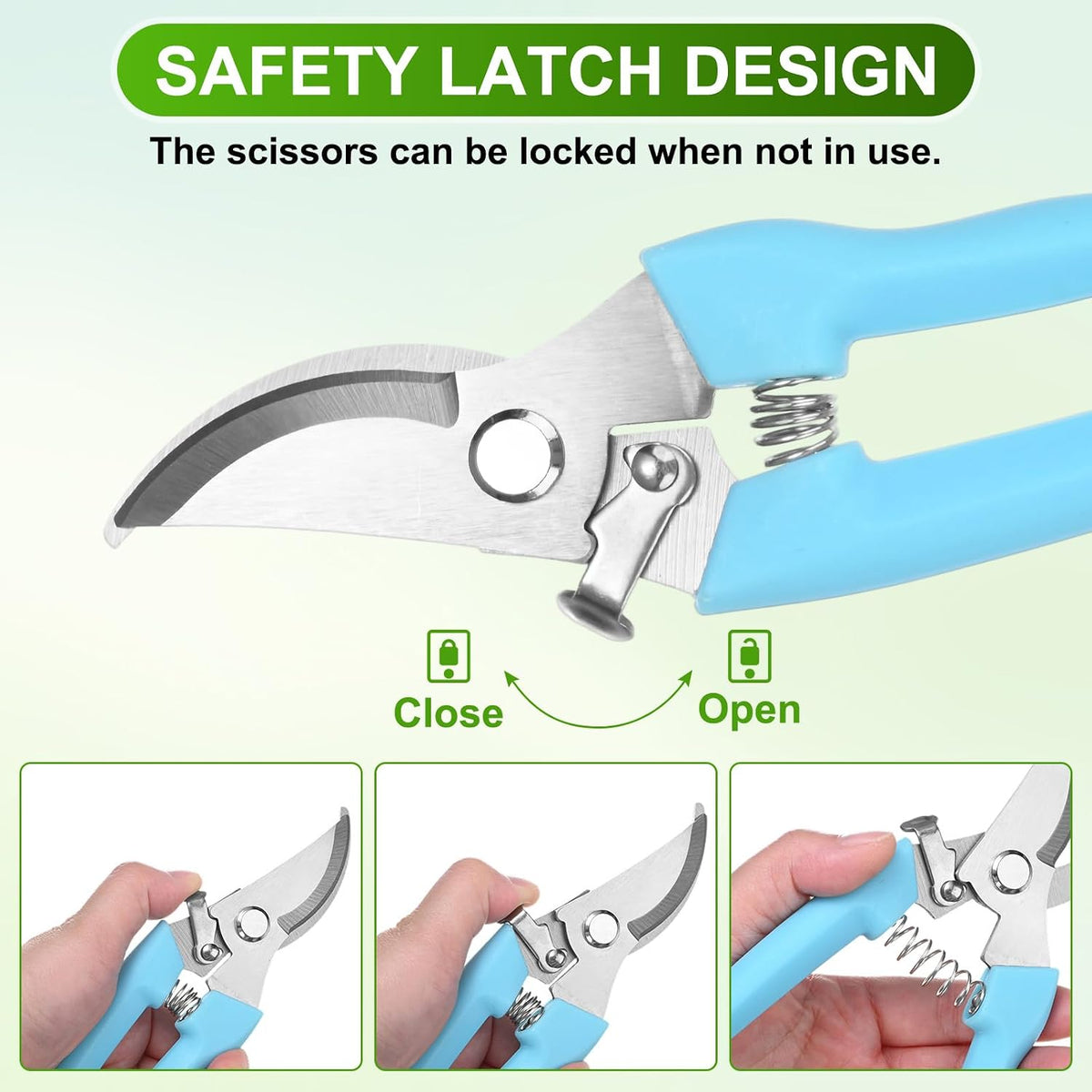 2-Pack Bypass Pruning Shears for Garden, 6.7 Inch Sharp Stainless Steel Curved Garden Scissors for Gardening/Branch/Flower Plant, Heavy Duty Hand Pruner [Blue]