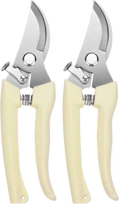 2-Pack Bypass Pruning Shears for Garden, 6.7 Inch Sharp Stainless Steel Curved Garden Scissors for Gardening/Branch/Flower Plant, Heavy Duty Hand Pruner [Blue]