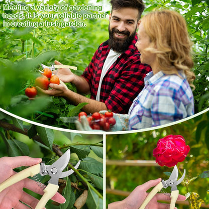2-Pack Bypass Pruning Shears for Garden, 6.7 Inch Sharp Stainless Steel Curved Garden Scissors for Gardening/Branch/Flower Plant, Heavy Duty Hand Pruner [Blue]