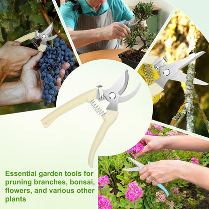 2-Pack Bypass Pruning Shears for Garden, 6.7 Inch Sharp Stainless Steel Curved Garden Scissors for Gardening/Branch/Flower Plant, Heavy Duty Hand Pruner [Blue]