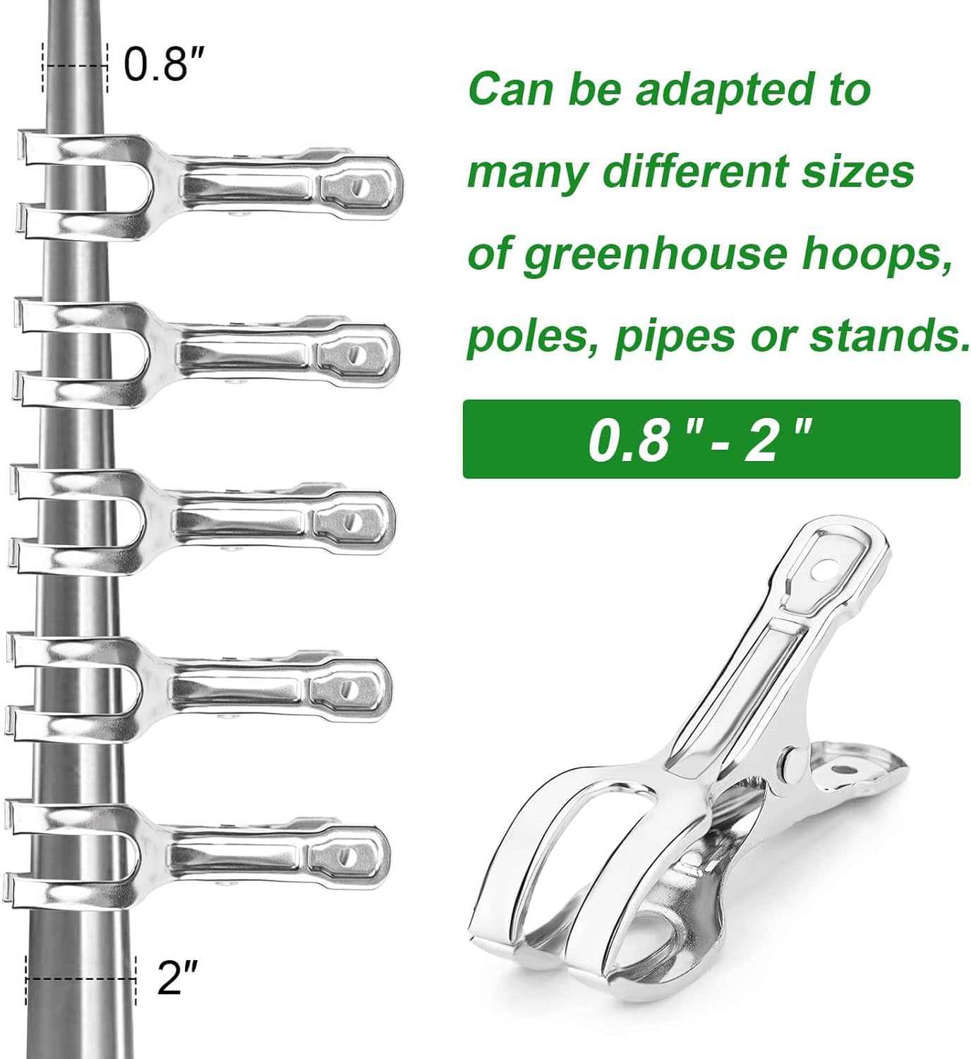 60 Pack Large Garden Clips for Netting, Clamps with 2''Jaw Opening