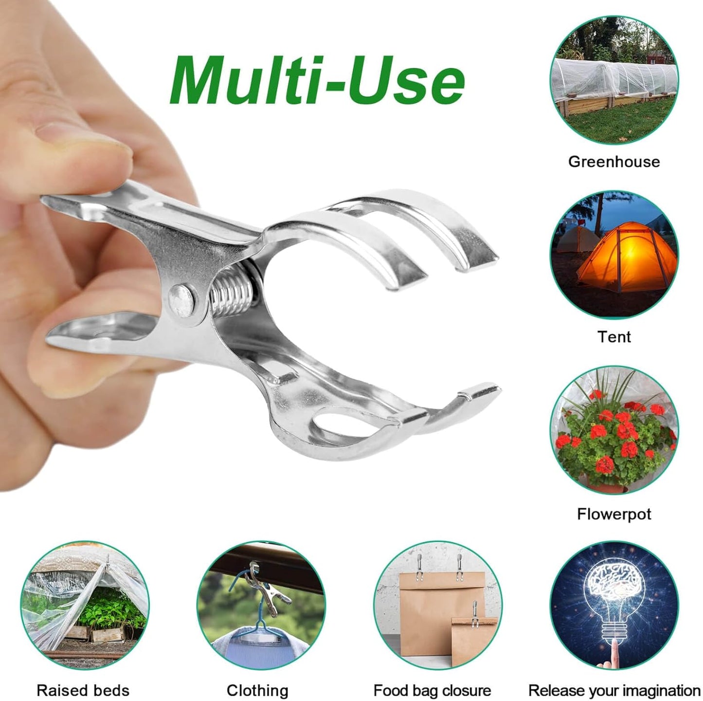 60 Pack Large Garden Clips for Netting, Clamps with 2''Jaw Opening