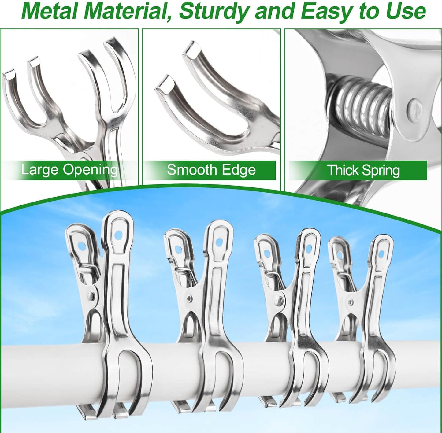 60 Pack Large Garden Clips for Netting, Clamps with 2''Jaw Opening