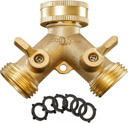 2 Way Heavy Duty Y Valve Garden Hose Connector Splitter Adapter