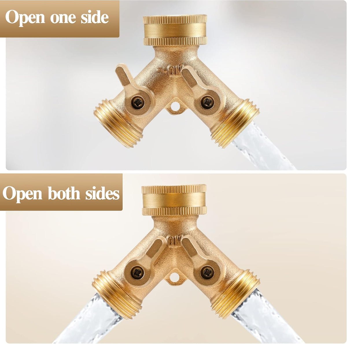 2 Way Heavy Duty Y Valve Garden Hose Connector Splitter Adapter