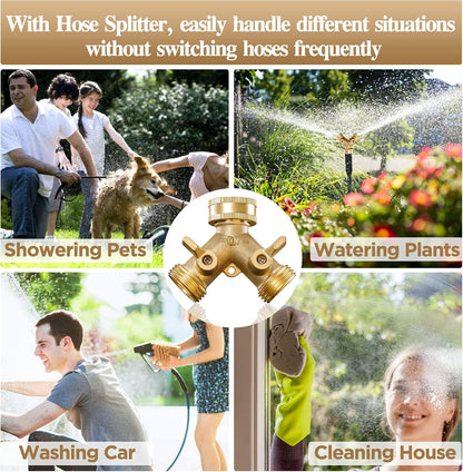 2 Way Heavy Duty Y Valve Garden Hose Connector Splitter Adapter
