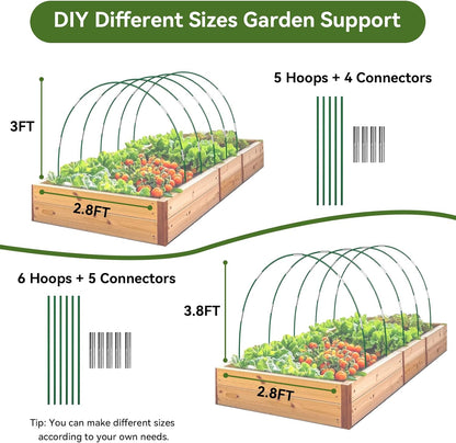 Garden Netting Kit for Raised Beds, 10x30FT Ultra Fine Mesh Netting＆ 6 Sets of 8FT Fiberglass Garden Hoops, Row Cover Insect Netting for Vegetable Plant Fruit Flowers Protection