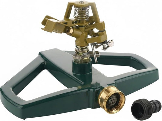 Impact Lawn Sprinkler, 360 Rotating Pulsating Metal Base for Yard & Garden