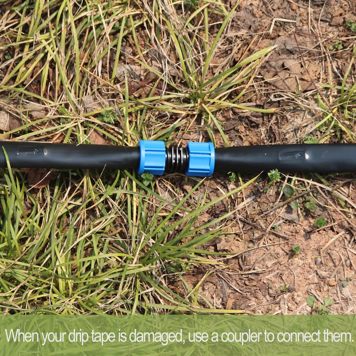 1640 ft 5/8" Drip Irrigation Tape Kit 15 mil Emitter Spacing 6" Flat Drip Tape with 140 PCS Drip Tape Connectors Automatic Irrigation Equipment for Garden Irrigation Emitter Flow:0.79 GPH
