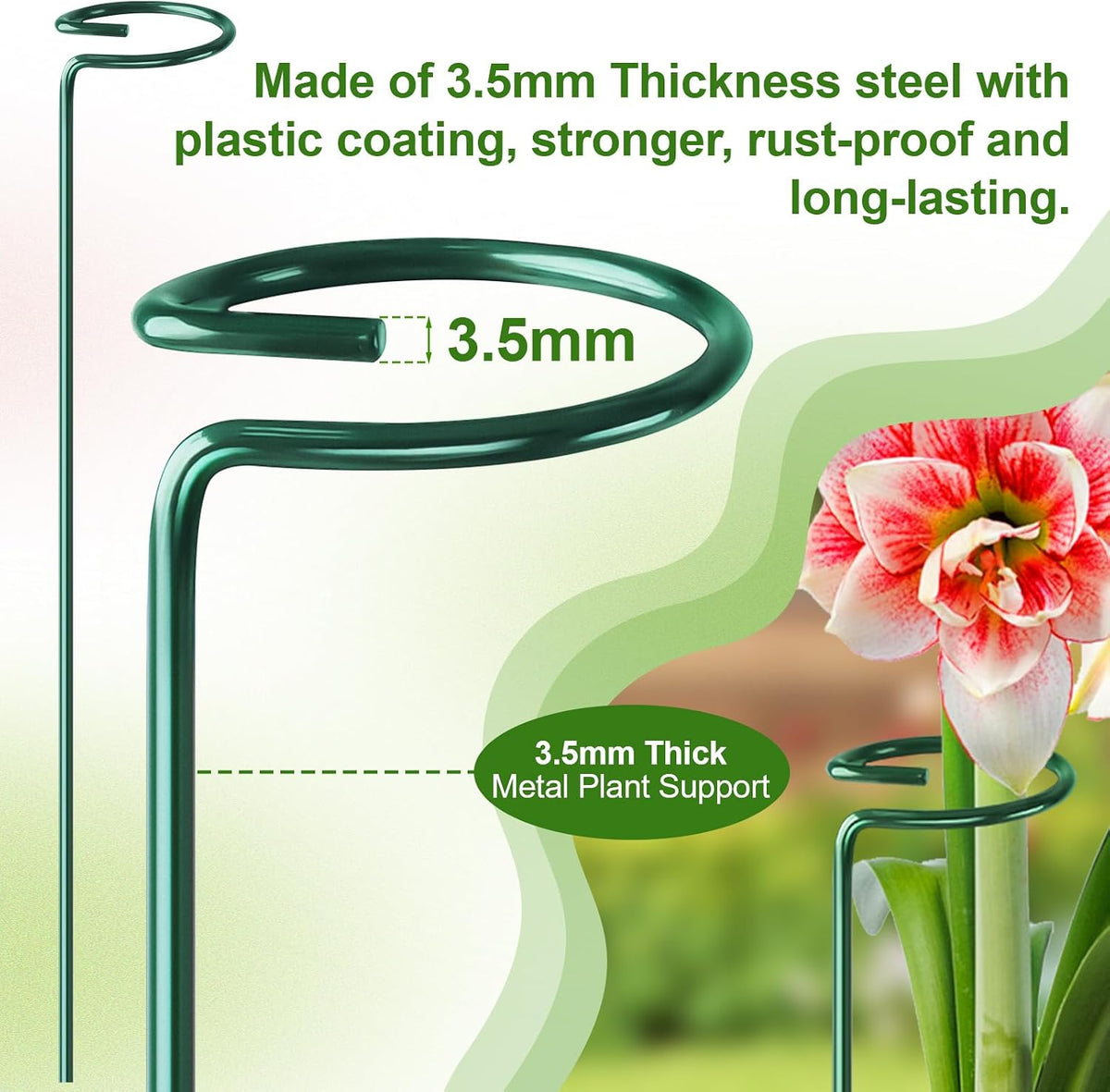 24 Pack Plant Support Stakes, 16 Inch Metal Garden Plant Stakes Single Stem Support Rings for Indoor Outdoor Amaryllis, Flowers Orchid, Lily, Peony, Rose, Tomato, Monstera, Narcissus
