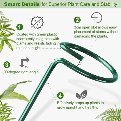 24 Pack Plant Support Stakes, 16 Inch Metal Garden Plant Stakes Single Stem Support Rings for Indoor Outdoor Amaryllis, Flowers Orchid, Lily, Peony, Rose, Tomato, Monstera, Narcissus