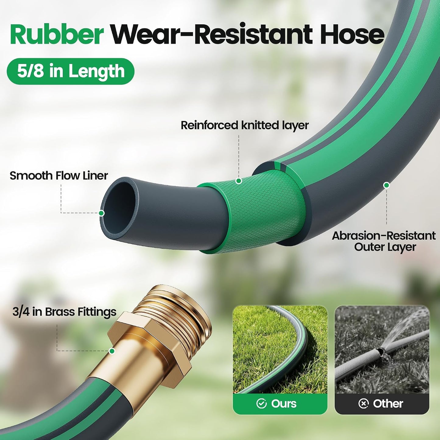 Garden Retractable Hose Reel, 1/2 Inch x 100 ft Wall Mounted Garden Hose Reel with Any Length Lock, Upgraded Slow Return System and 180°Swivel Bracket
