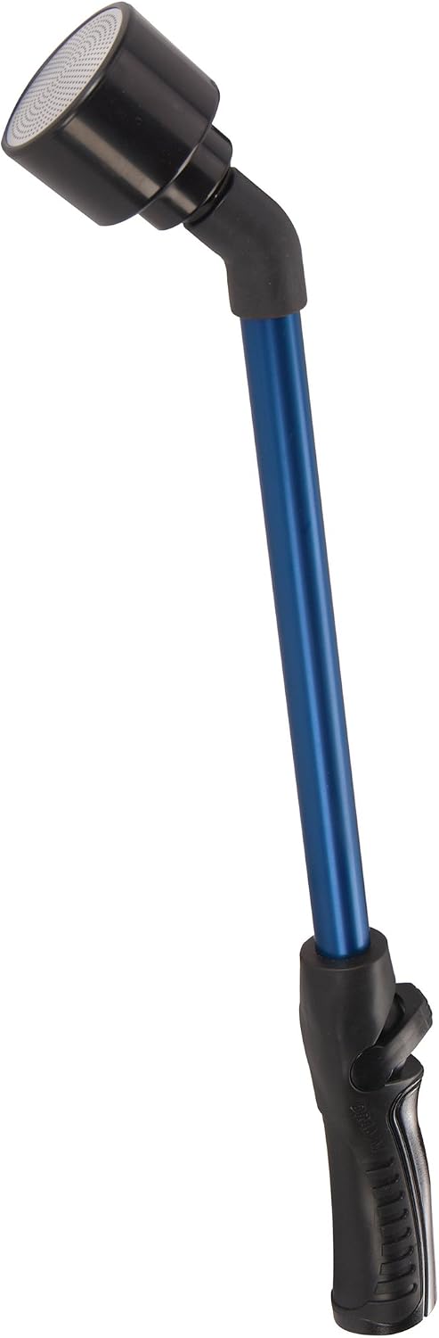 Rain Wand with One Touch Thumb Valve – Gentle Full Flow Shower Head Watering Wand for Garden Hose, Aluminum Construction – 16 Inch – Green