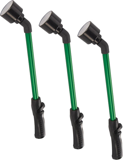 Rain Wand with One Touch Thumb Valve – Gentle Full Flow Shower Head Watering Wand for Garden Hose, Aluminum Construction – 16 Inch – Green