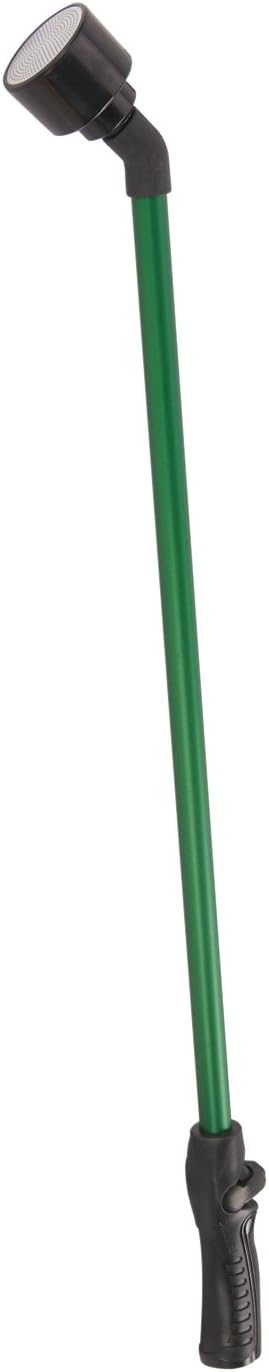 Rain Wand with One Touch Thumb Valve – Gentle Full Flow Shower Head Watering Wand for Garden Hose, Aluminum Construction – 16 Inch – Green