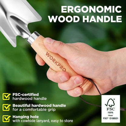 11" Garden Hand Trowel, Heavy Duty Polished Stainless Steel