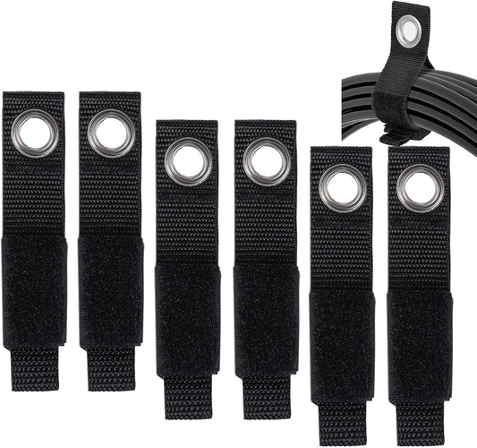 6 Pack Heavy Duty Hook and Loop Storage Straps with Metal O-Ring, Cord Hose Tool Organizer for Garage RV Workshop(7 Inch)