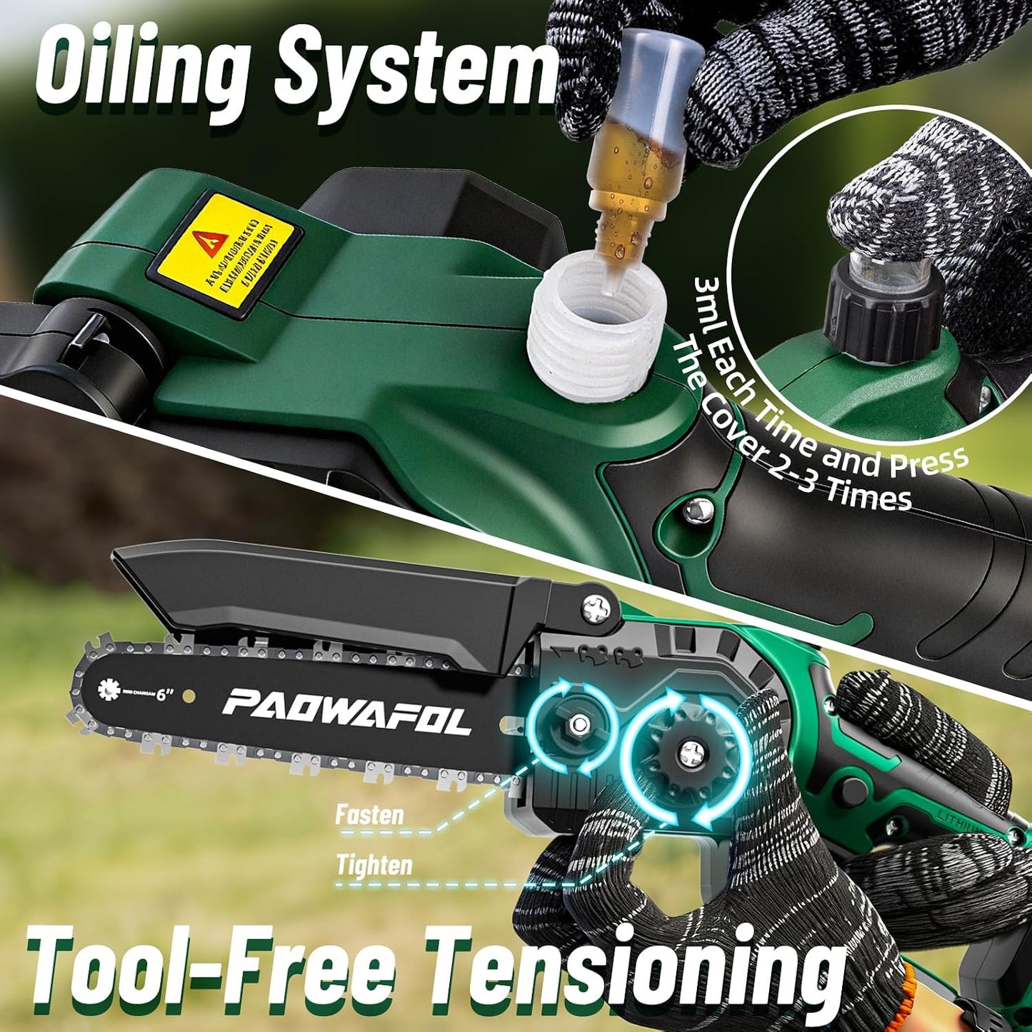2-in-1 Pole Saws for Tree Trimming, Mini Chainsaw Cordless 6 Inch with 15 FT Max Reach, Electric Pole Saw with 2*21V Batterys, Auto-Oil Brushless Branch Cutter for Tree Trimmer Pole Saw Blue