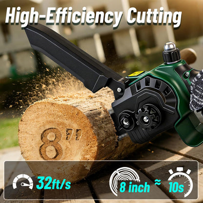 2-in-1 Pole Saws for Tree Trimming, Mini Chainsaw Cordless 6 Inch with 15 FT Max Reach, Electric Pole Saw with 2*21V Batterys, Auto-Oil Brushless Branch Cutter for Tree Trimmer Pole Saw Blue