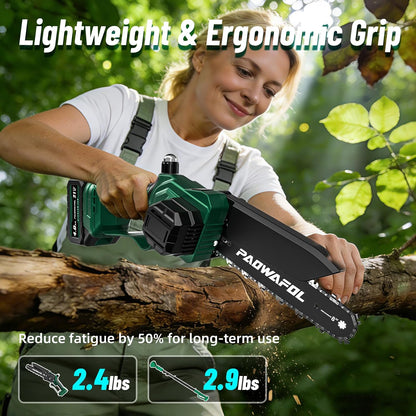 2-in-1 Pole Saws for Tree Trimming, Mini Chainsaw Cordless 6 Inch with 15 FT Max Reach, Electric Pole Saw with 2*21V Batterys, Auto-Oil Brushless Branch Cutter for Tree Trimmer Pole Saw Blue