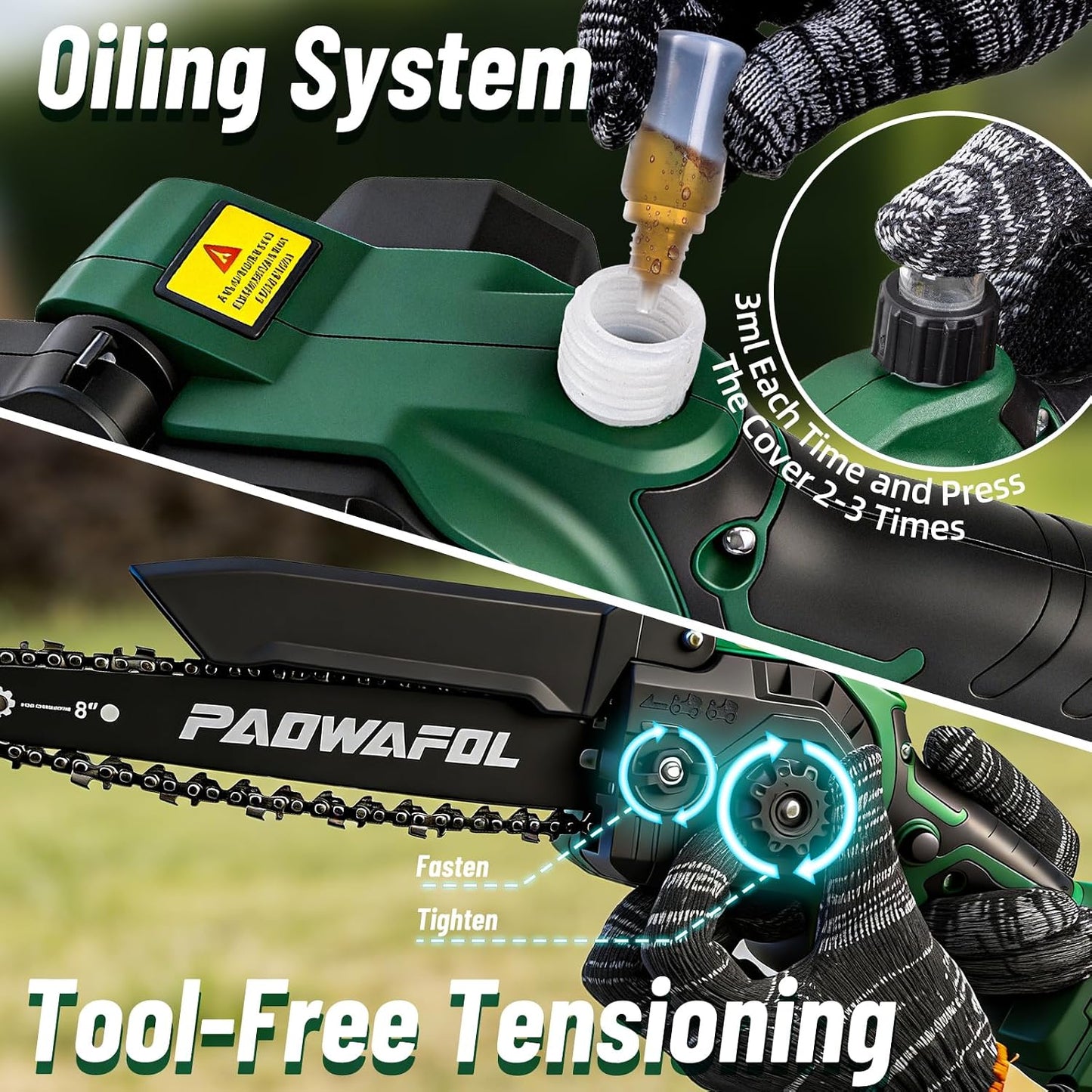 2-in-1 Pole Saws for Tree Trimming, Mini Chainsaw Cordless 6 Inch with 15 FT Max Reach, Electric Pole Saw with 2*21V Batterys, Auto-Oil Brushless Branch Cutter for Tree Trimmer Pole Saw Blue