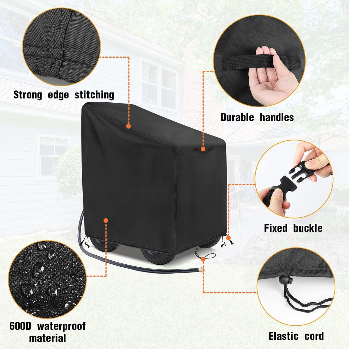 Outdoor Garden Hose Reel Cart Cover Waterproof-37.8x23.6x36in