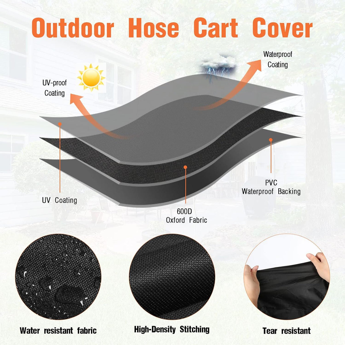 Outdoor Garden Hose Reel Cart Cover Waterproof-37.8x23.6x36in