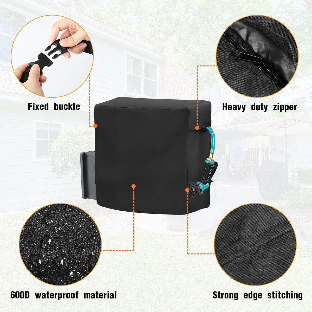 Outdoor Garden Hose Reel Cart Cover Waterproof-37.8x23.6x36in