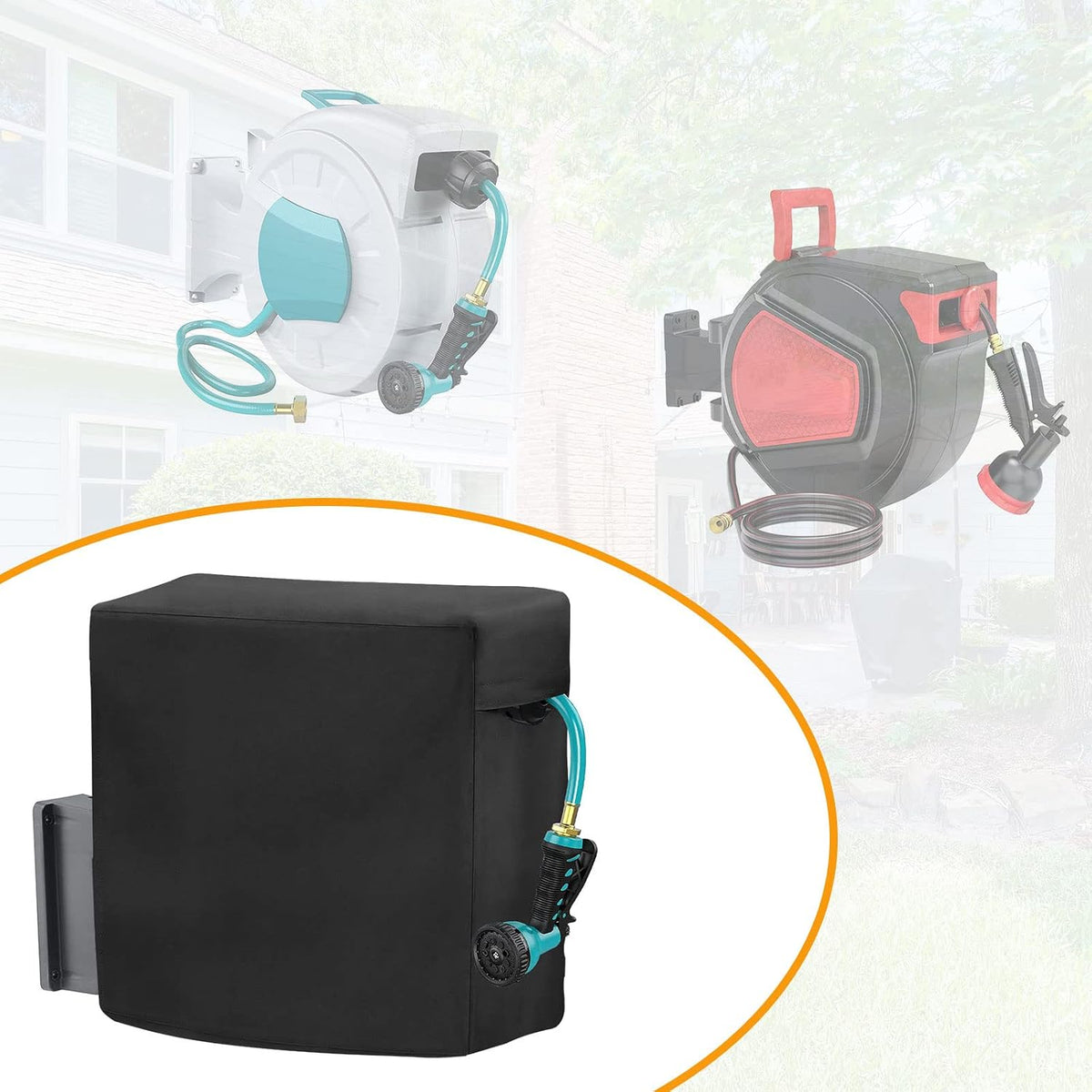 Outdoor Garden Hose Reel Cart Cover Waterproof-37.8x23.6x36in