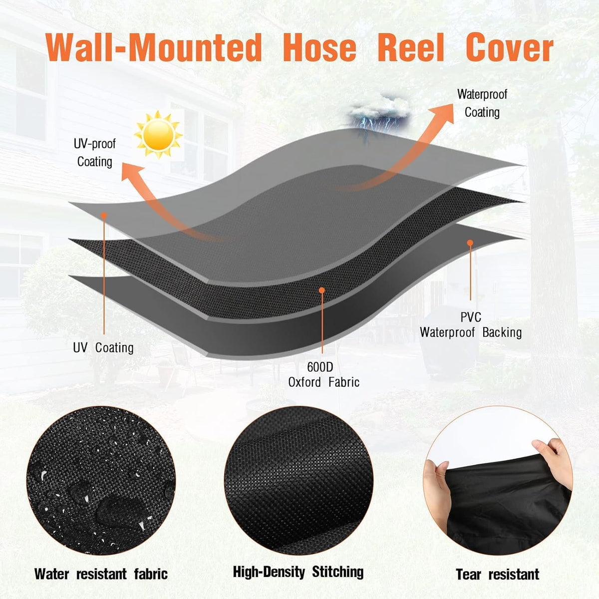 Outdoor Garden Hose Reel Cart Cover Waterproof-37.8x23.6x36in