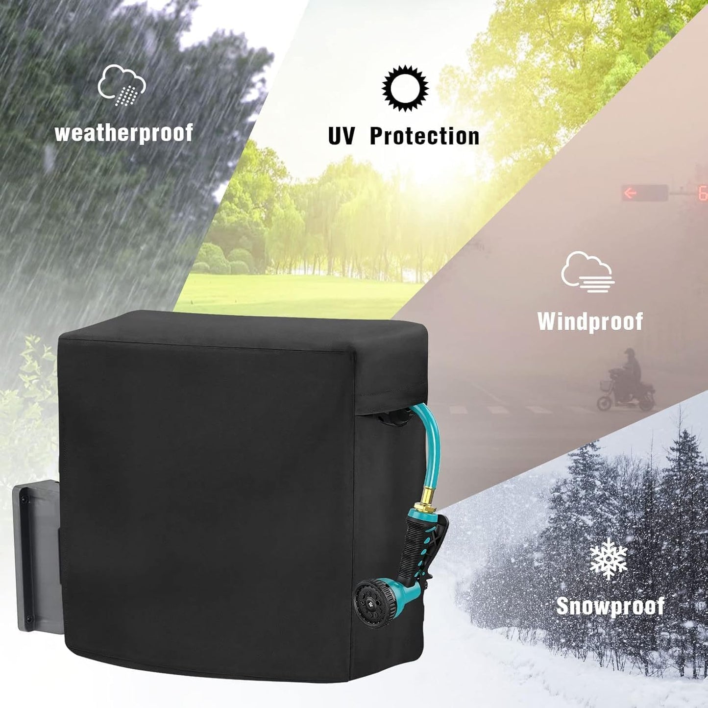 Outdoor Garden Hose Reel Cart Cover Waterproof-37.8x23.6x36in