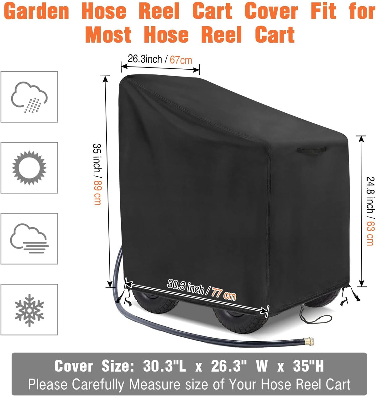 Outdoor Garden Hose Reel Cart Cover Waterproof-37.8x23.6x36in