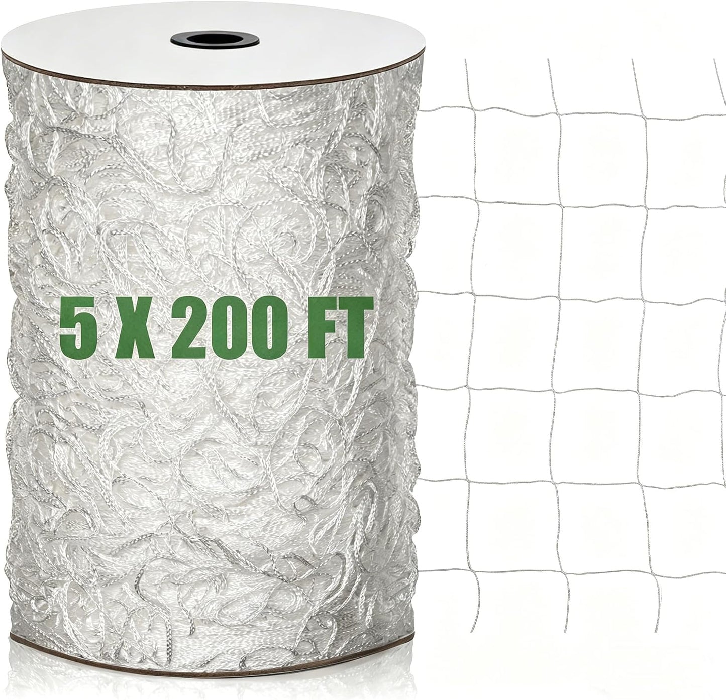 Nylon Trellis Netting Roll 5 x 200 ft, Heavy Duty Garden Netting with 6 Inch Soft Mesh, Plant Support Mesh for Climbing Plants, Vegetables, Fruits, Cucumbers, Peas, Tomatoes