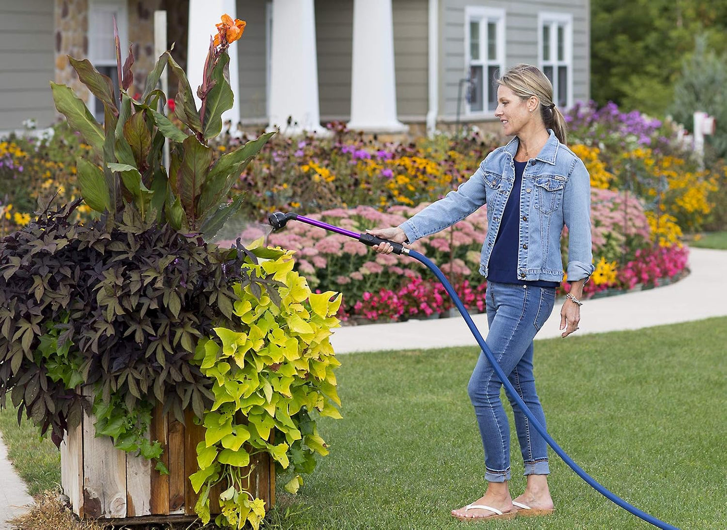 RainSelect Rain Wand – 30 Inch Aluminum Watering Wand with 9-Pattern Adjustable Spray Head & One Touch Thumb Control Valve – Garden Hose Wand for Flowers, Plants & Hanging Baskets – Green