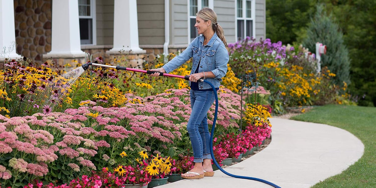 RainSelect Rain Wand – 30 Inch Aluminum Watering Wand with 9-Pattern Adjustable Spray Head & One Touch Thumb Control Valve – Garden Hose Wand for Flowers, Plants & Hanging Baskets – Green