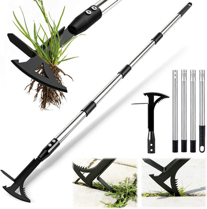 Manganese Steel Crack Weeder Tool,Multi-Functional Weed Puller Tool,Heavy Duty Crevice Weeding Tool with Serrated Sickle Blade,Moss Scraper Weed Remover for Weeding Between Concrete Pavers Decks
