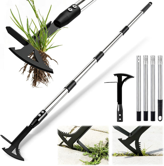 Manganese Steel Crack Weeder Tool,Multi-Functional Weed Puller Tool,Heavy Duty Crevice Weeding Tool with Serrated Sickle Blade,Moss Scraper Weed Remover for Weeding Between Concrete Pavers Decks