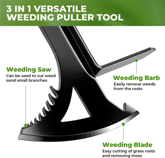 Manganese Steel Crack Weeder Tool,Multi-Functional Weed Puller Tool,Heavy Duty Crevice Weeding Tool with Serrated Sickle Blade,Moss Scraper Weed Remover for Weeding Between Concrete Pavers Decks