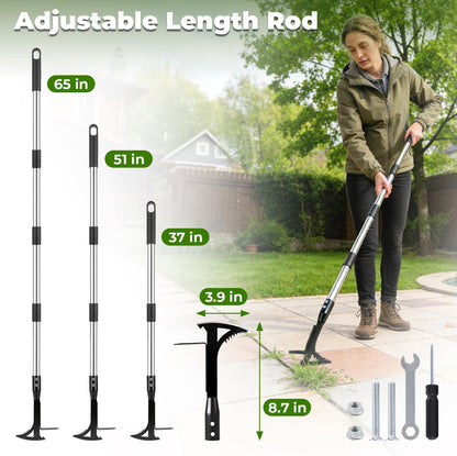 Manganese Steel Crack Weeder Tool,Multi-Functional Weed Puller Tool,Heavy Duty Crevice Weeding Tool with Serrated Sickle Blade,Moss Scraper Weed Remover for Weeding Between Concrete Pavers Decks