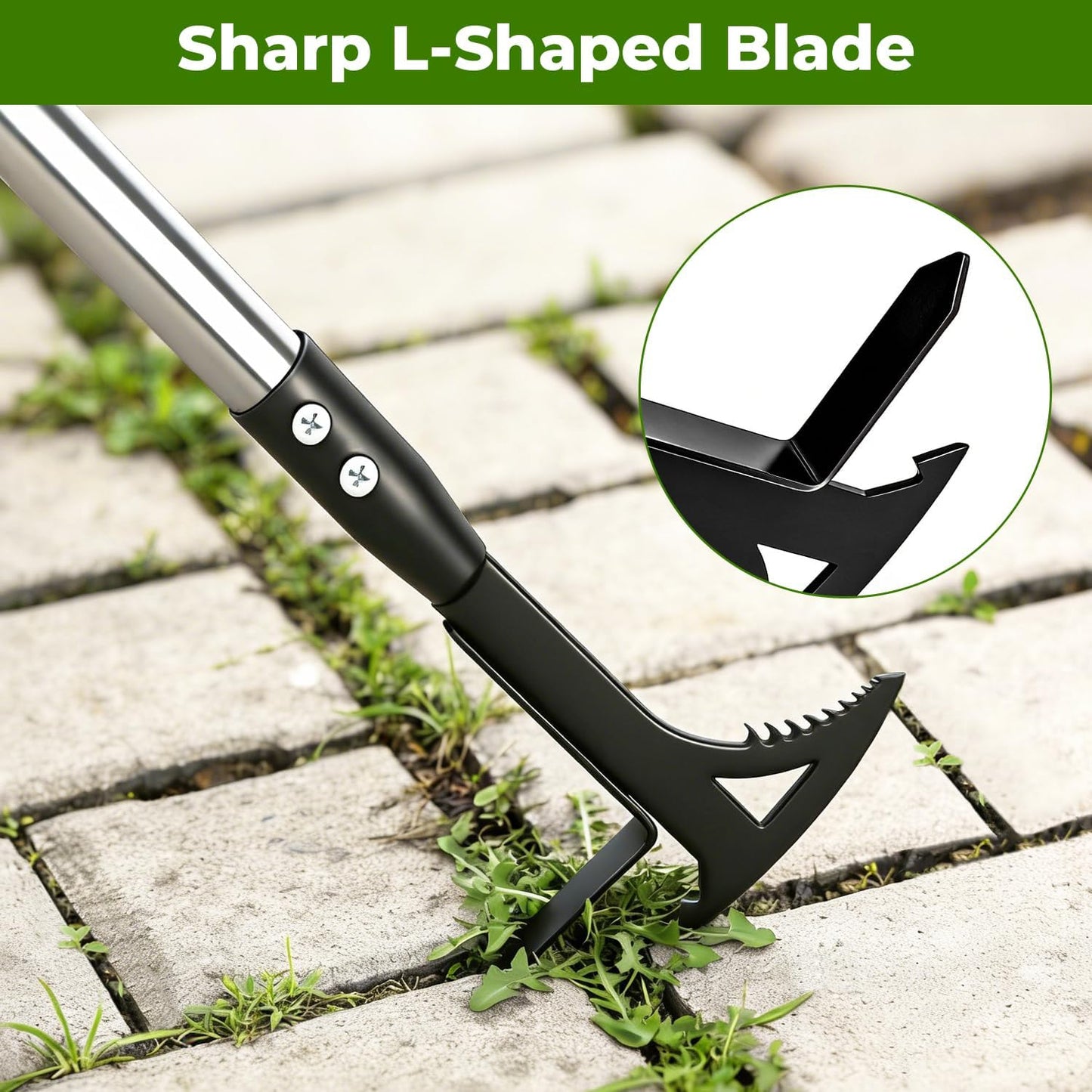 Manganese Steel Crack Weeder Tool,Multi-Functional Weed Puller Tool,Heavy Duty Crevice Weeding Tool with Serrated Sickle Blade,Moss Scraper Weed Remover for Weeding Between Concrete Pavers Decks