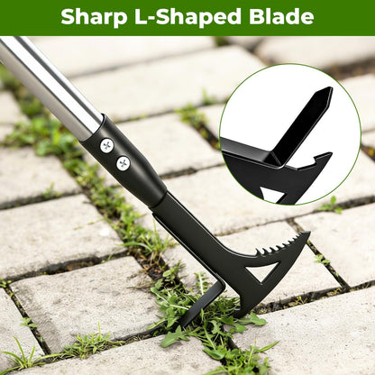 Manganese Steel Crack Weeder Tool,Multi-Functional Weed Puller Tool,Heavy Duty Crevice Weeding Tool with Serrated Sickle Blade,Moss Scraper Weed Remover for Weeding Between Concrete Pavers Decks