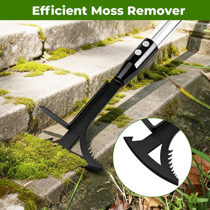 Manganese Steel Crack Weeder Tool,Multi-Functional Weed Puller Tool,Heavy Duty Crevice Weeding Tool with Serrated Sickle Blade,Moss Scraper Weed Remover for Weeding Between Concrete Pavers Decks