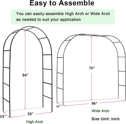 Outdoor Flower Garden Arch Trellis 7.8Ft High x 4.6Ft Wide, Metal Garden Pergola Arbor for Climbing Plants, Black